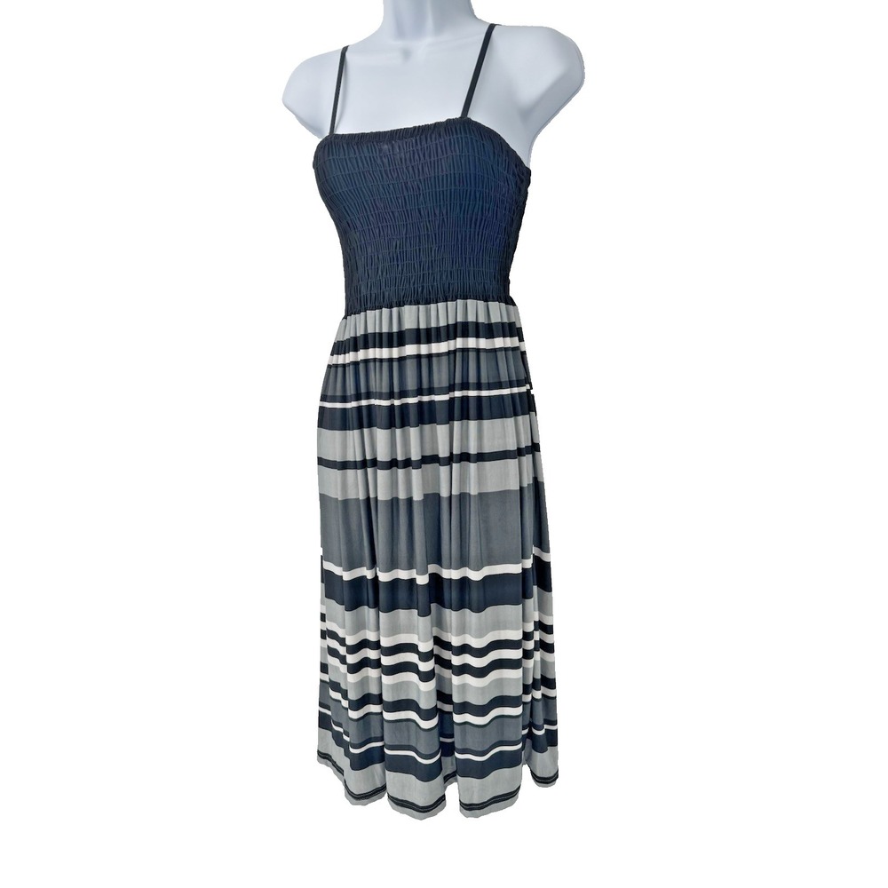 Christinalove L Beach Maxi Dress Elastic cruise striped‎ black white stretch